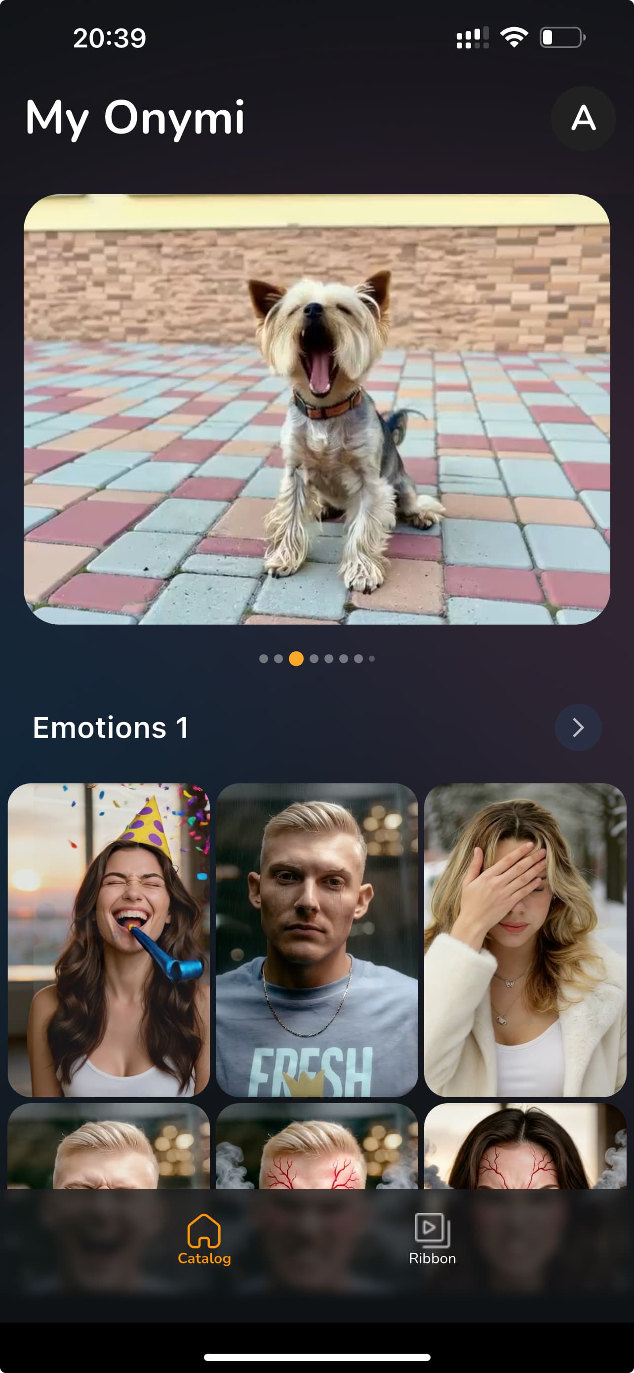 Onymi mobile screen 2